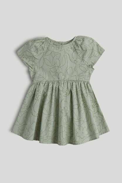 Green Cotton Dress - Green / 12-18 Months