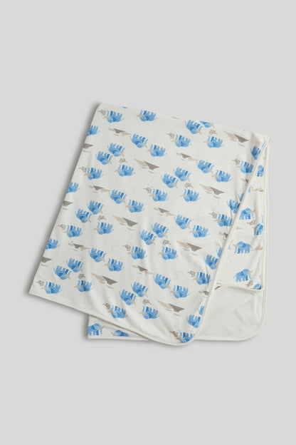 My First Blue Cotton Shawl - Beige