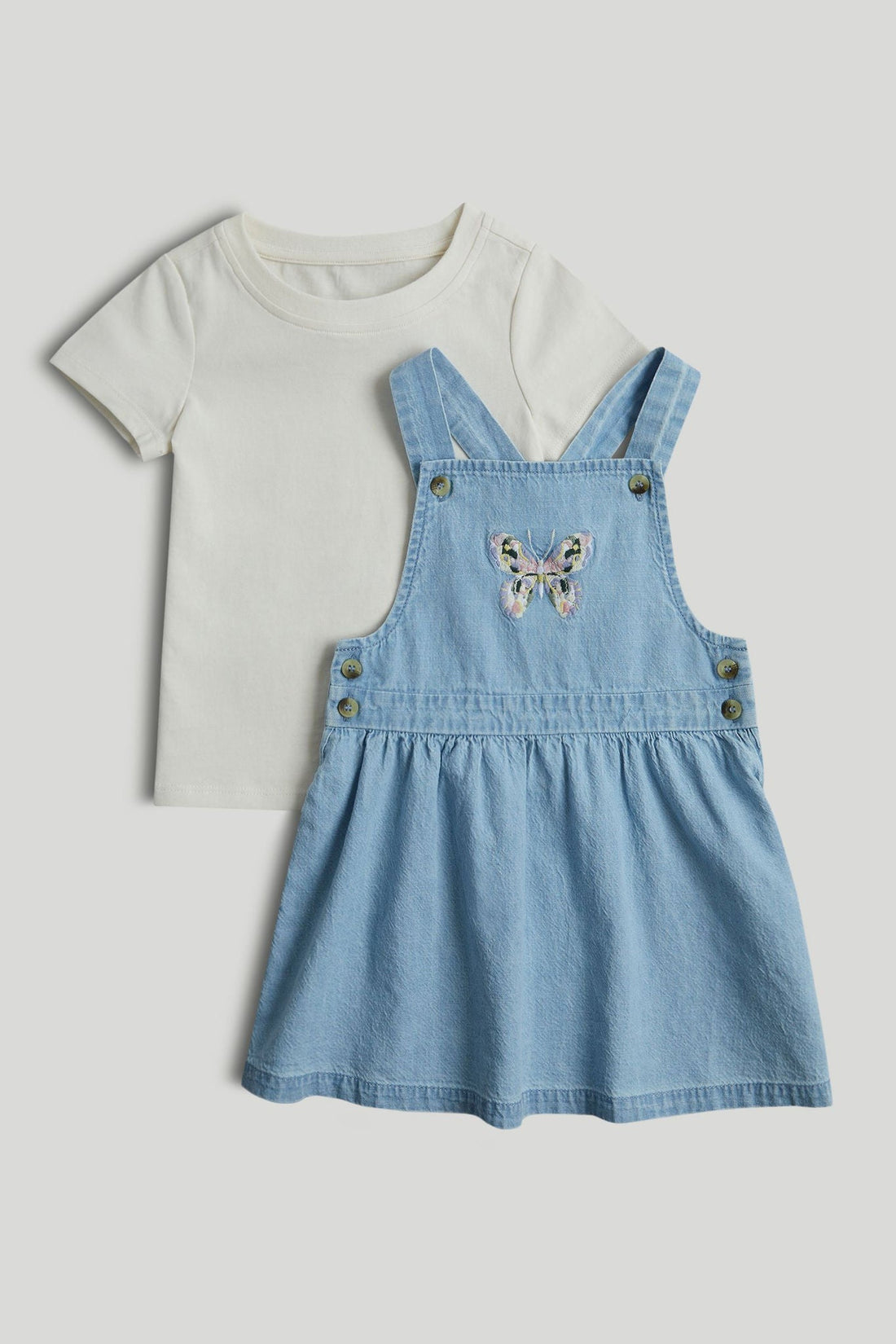 Denim Pinny Dress and T-Shirt Outfit - Multi / 12-18 Months