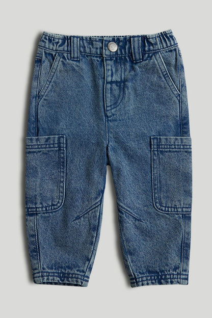 Denim Barrel Leg Jeans - Dark Blue / 12-18 Months