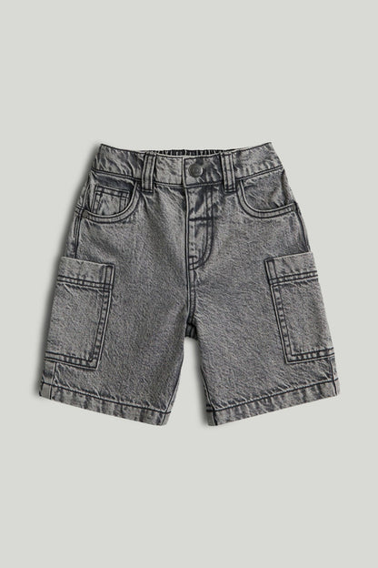Grey Denim Shorts - Grey / 9-10 Years