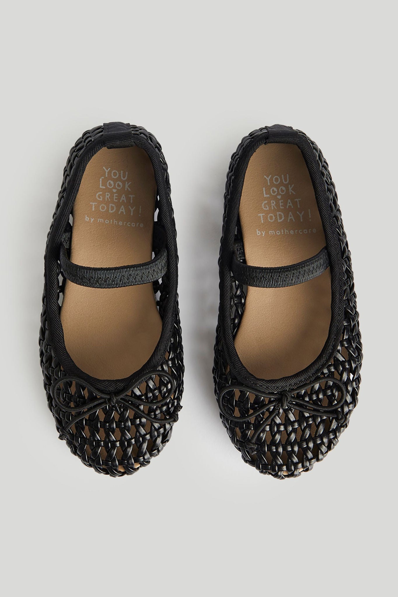 Black Lattice Ballerina Shoes