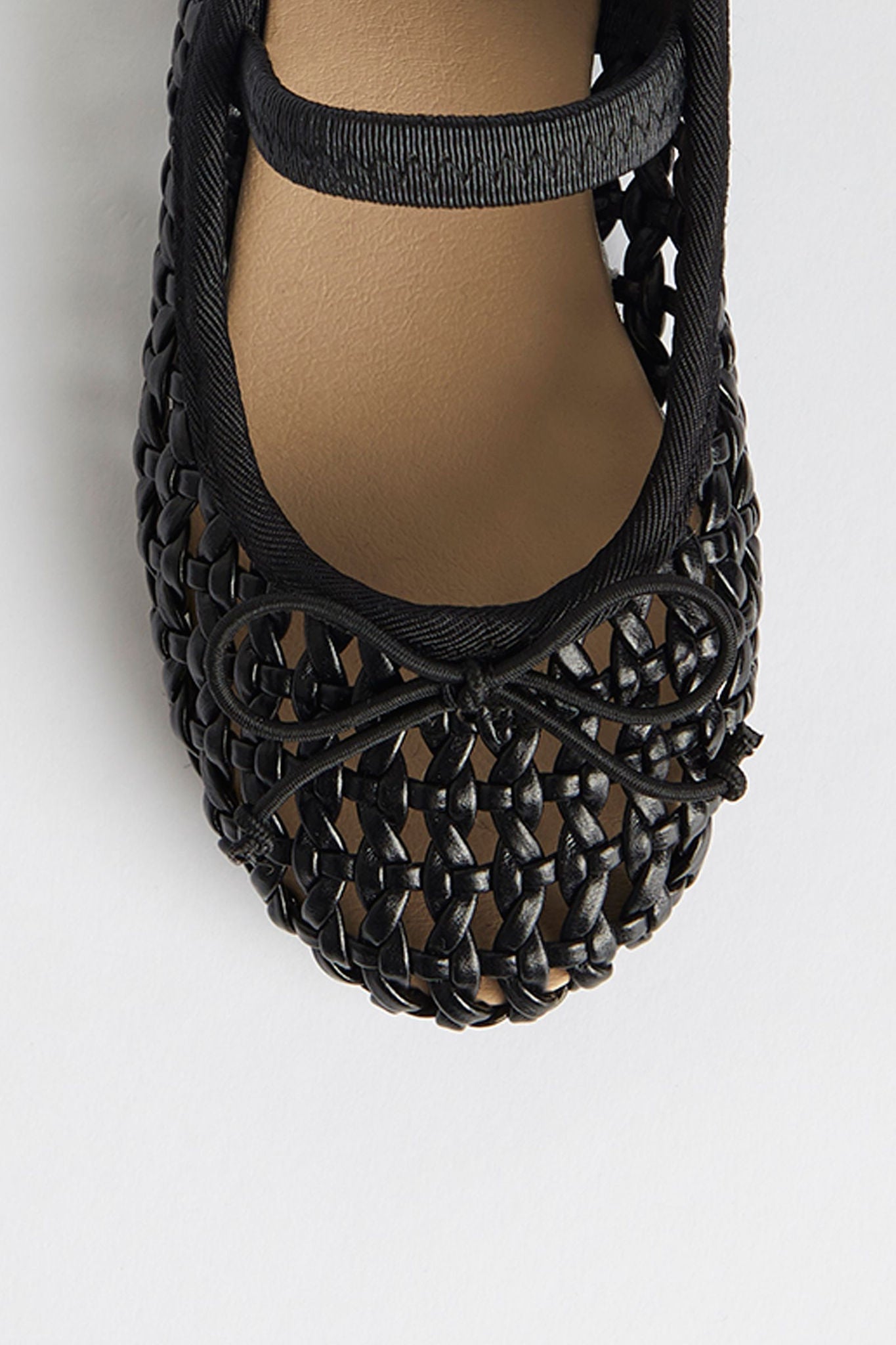Black Lattice Ballerina Shoes