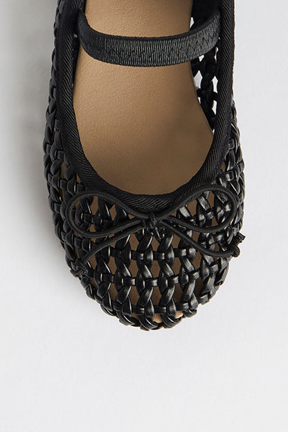 Black Lattice Ballerina Shoes