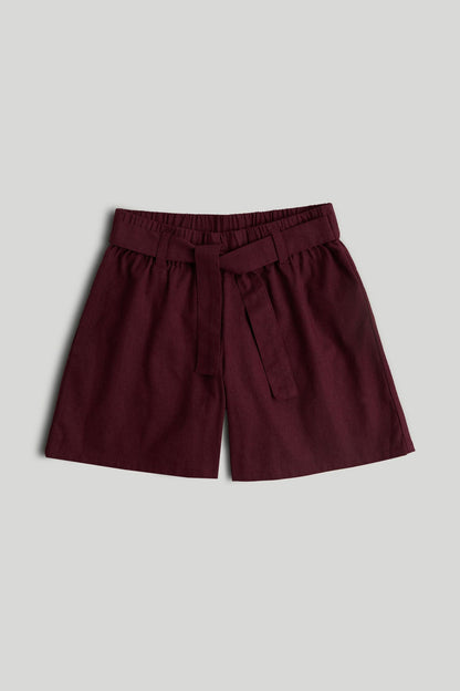 Burgundy Cotton Shorts - Red / 9-10 Years
