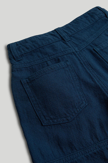 Navy Linen Blend Shorts