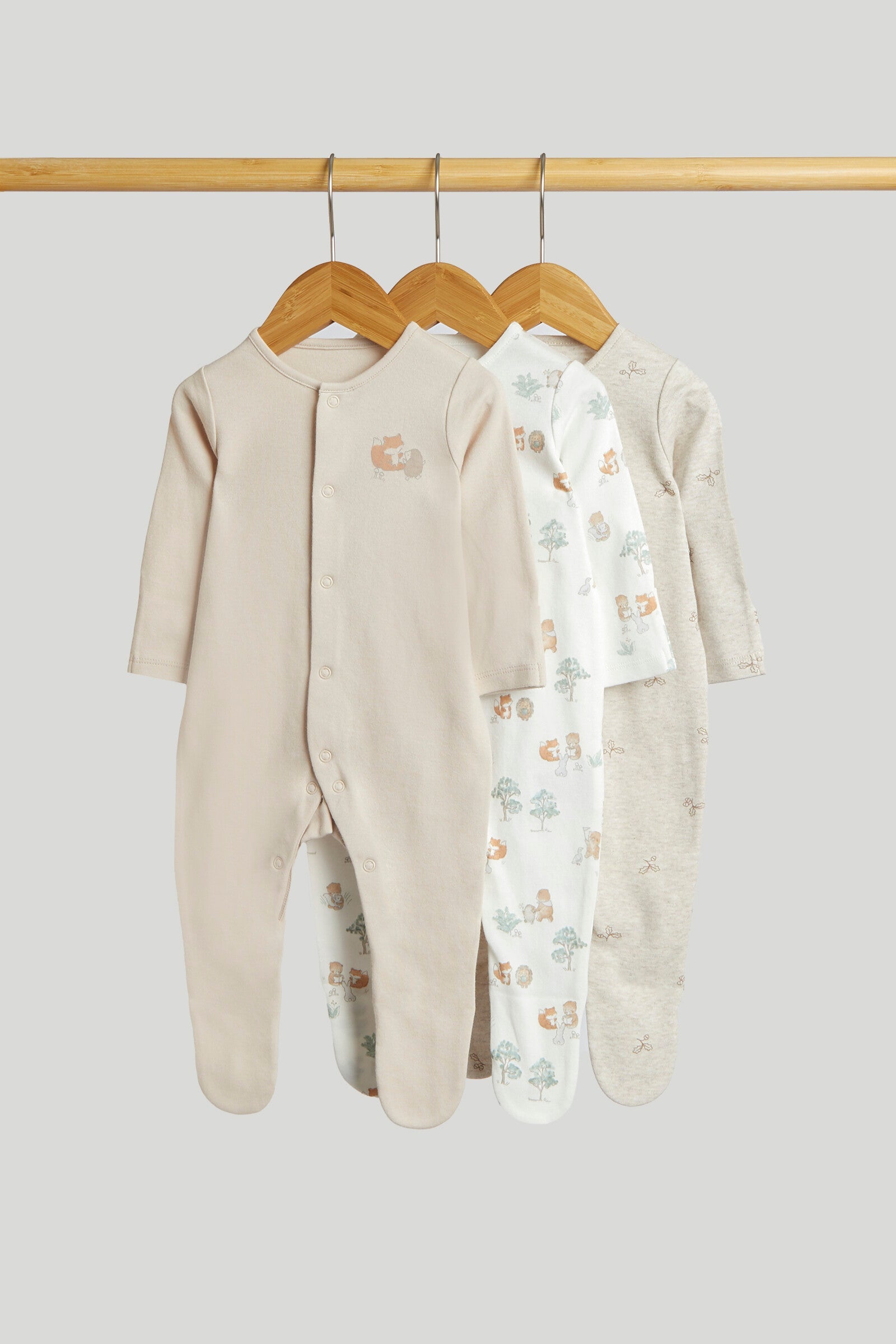 3 Pack My First Sleepsuits - Neutral / Up to 1 Month