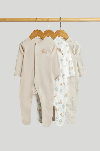 3 Pack My First Sleepsuits - Neutral / Up to 1 Month