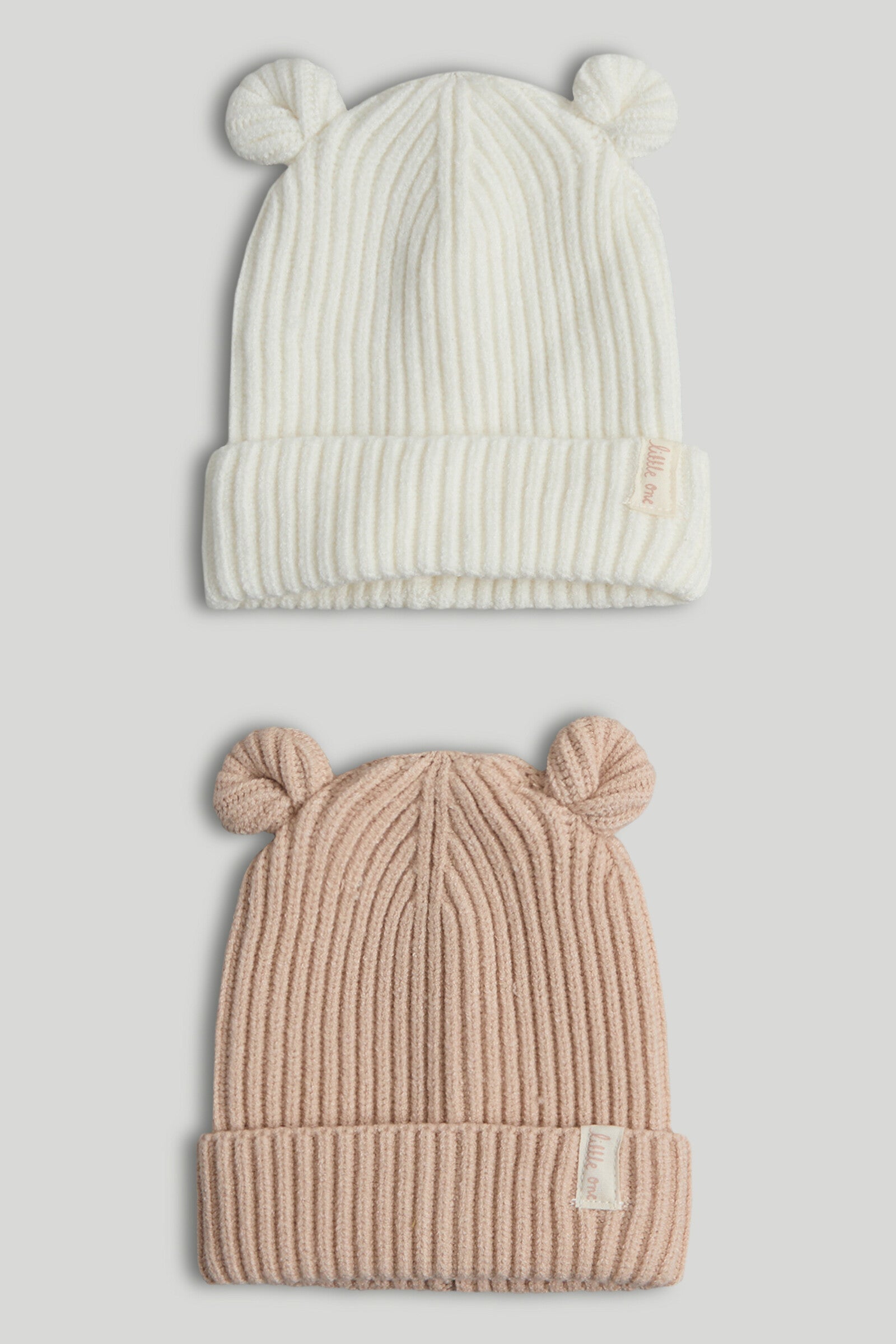 2 Pack Knitted Hats - Neutral / 6-12 Months