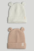 2 Pack Knitted Hats - Neutral / 6-12 Months