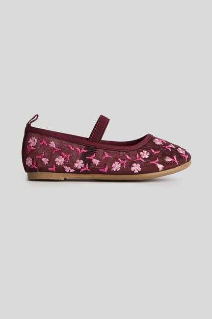 Brown Floral Ballerina Shoes - Brown / 1-1.5 Years