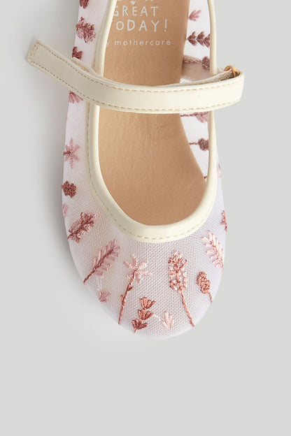Floral Mesh Ballerina Shoes