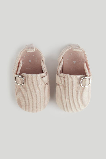 Pink Cord Pram Shoes