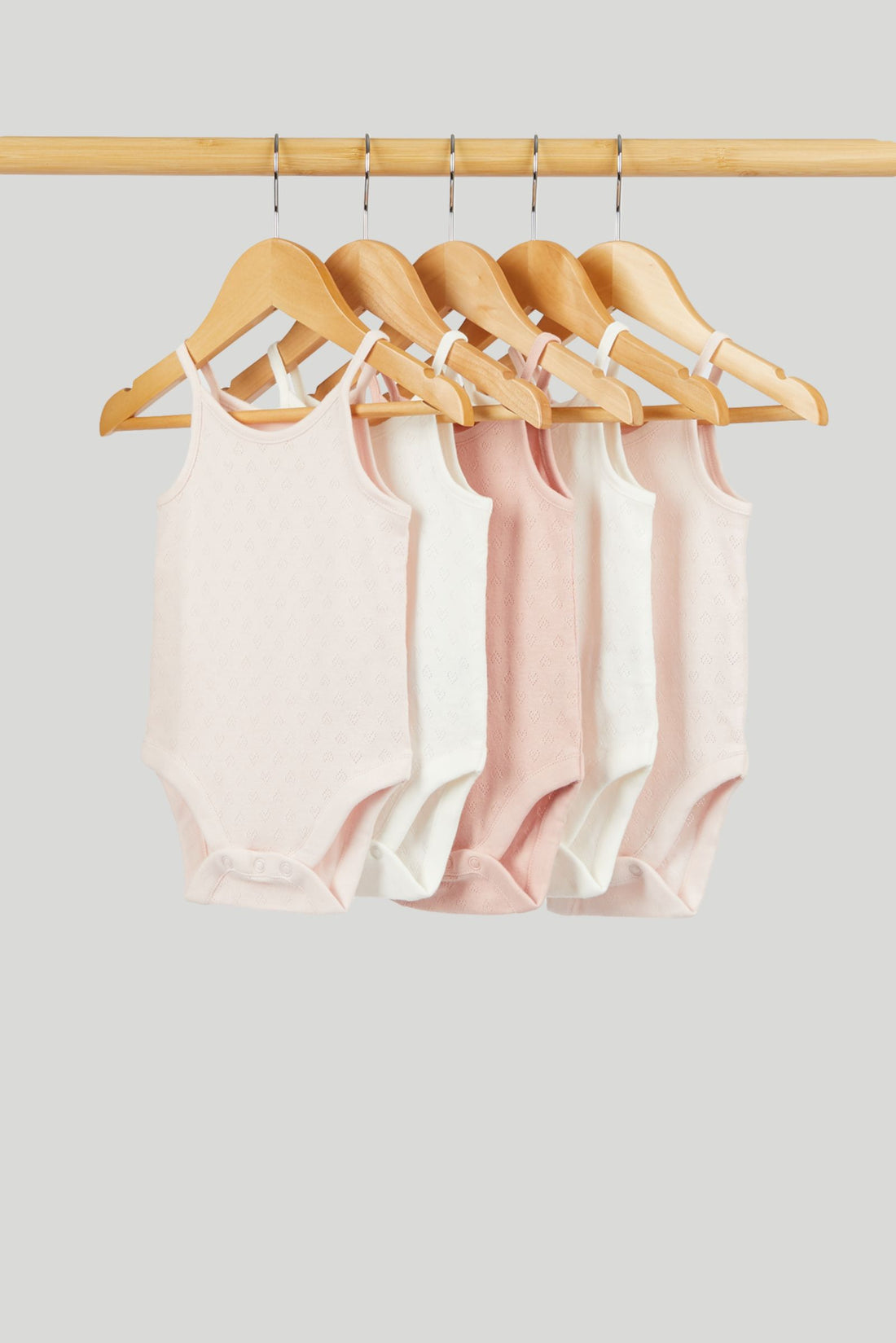 5 Pack Pointelle Strappy Bodysuits - Pink / 18-24 Months