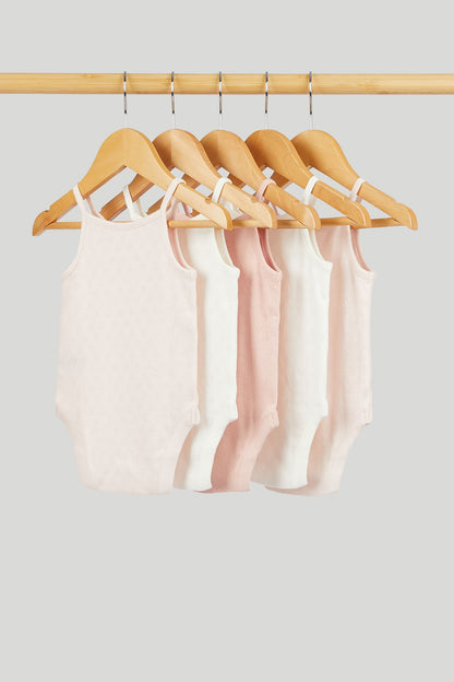 5 Pack Pointelle Strappy Bodysuits