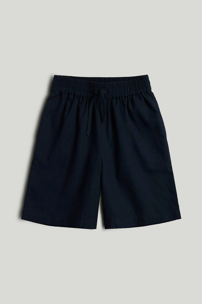 Navy Linen Blend Shorts - Blue / 9-10 Years