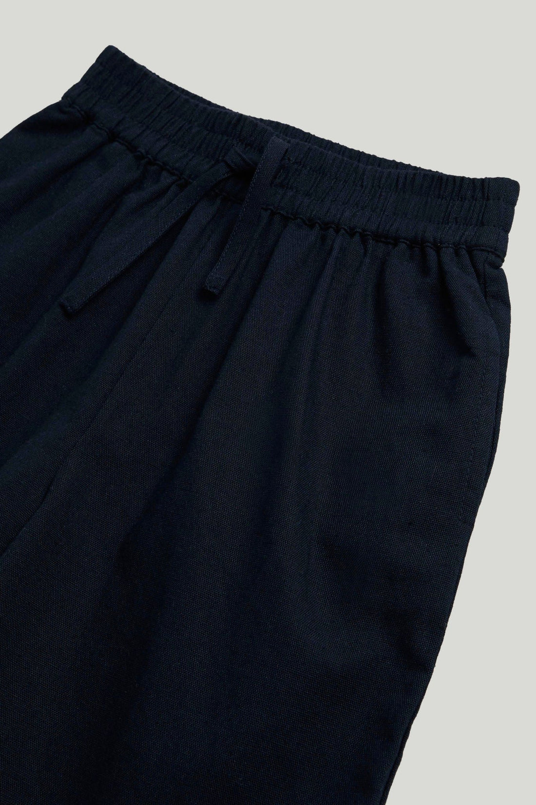 Navy Linen Blend Shorts
