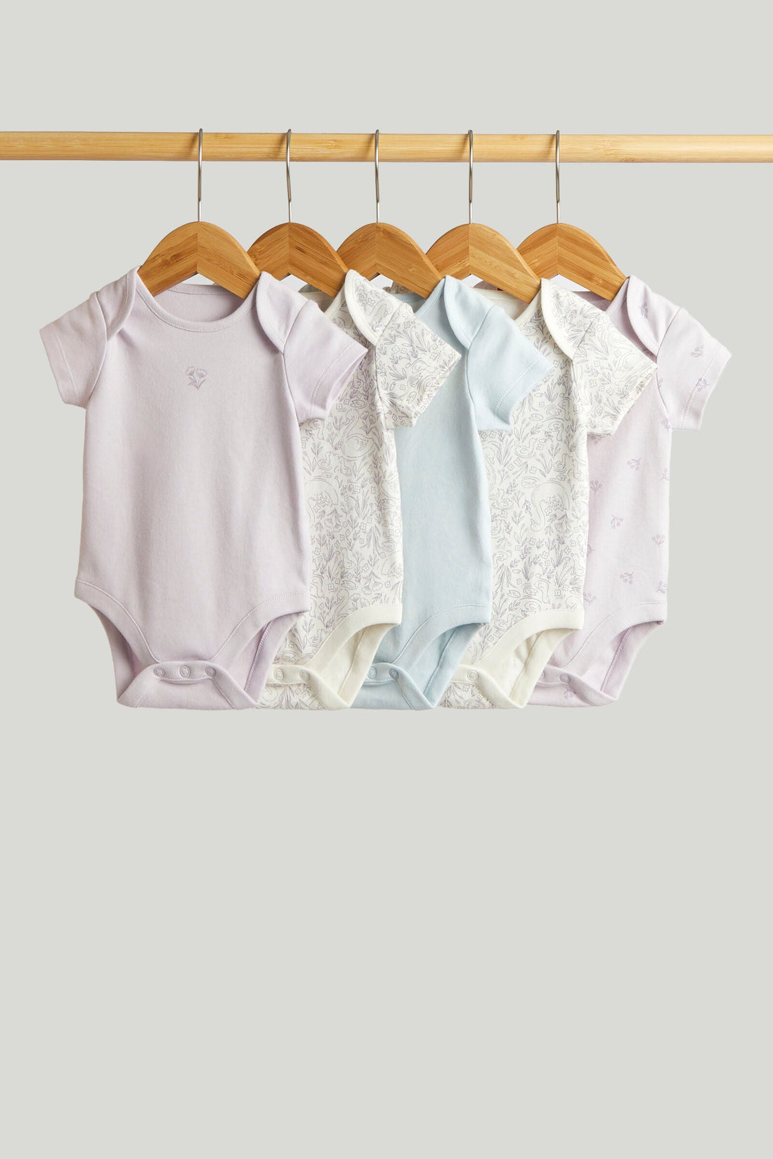 5 Pack Swan Short-Sleeved Bodysuits - Multicolor / Up to 1 Month