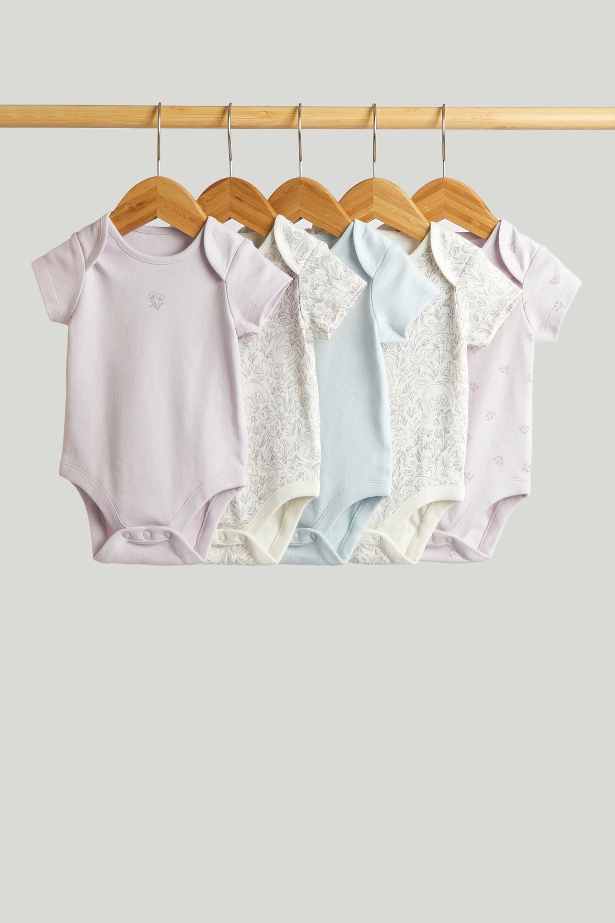5 Pack Swan Short-Sleeved Bodysuits