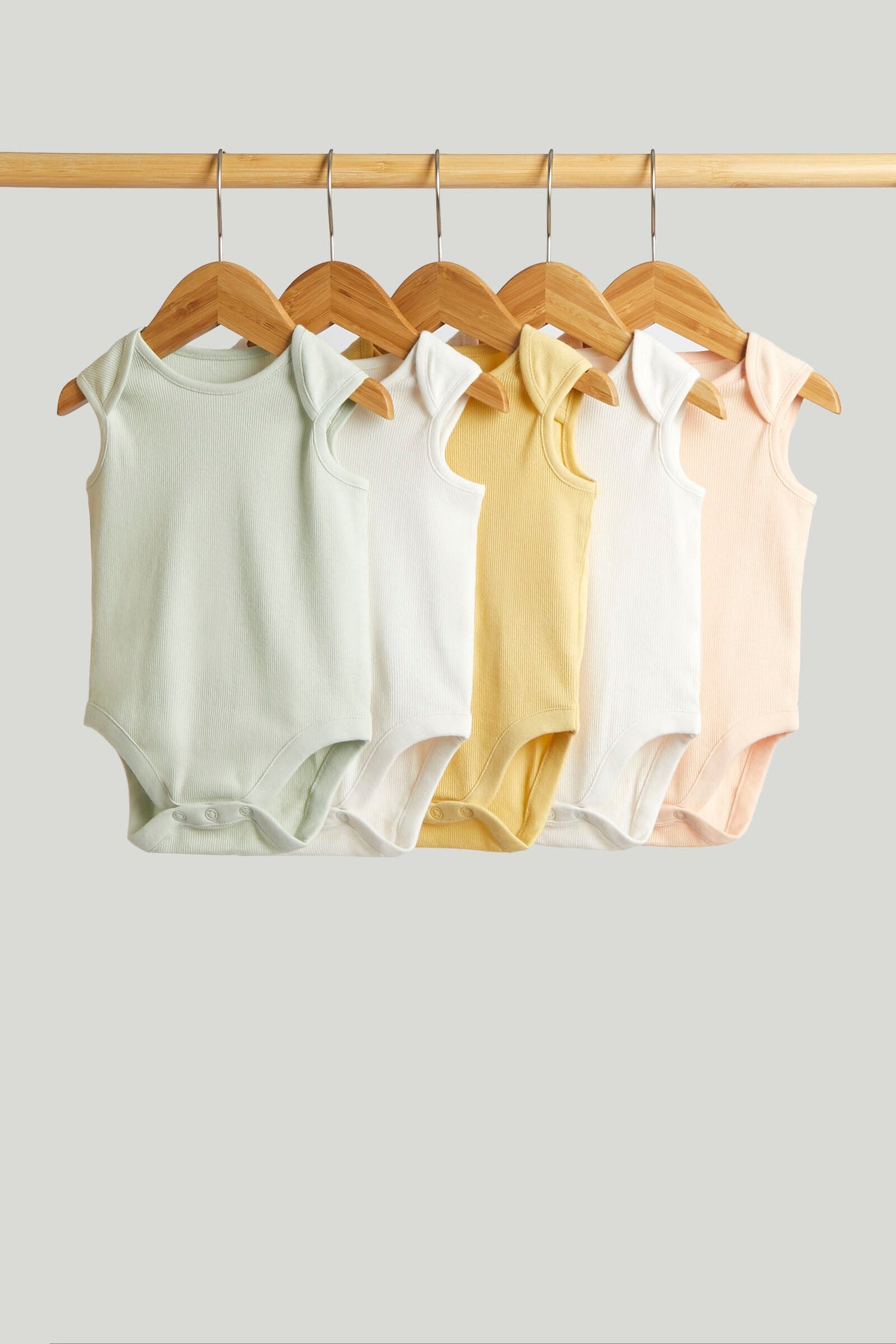 5 Pack Ribbed Sleeveless Bodysuits - Multicolor / Up to 1 Month