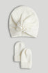 Cream Hat and Mittens Set - Beige / 6-12 Months