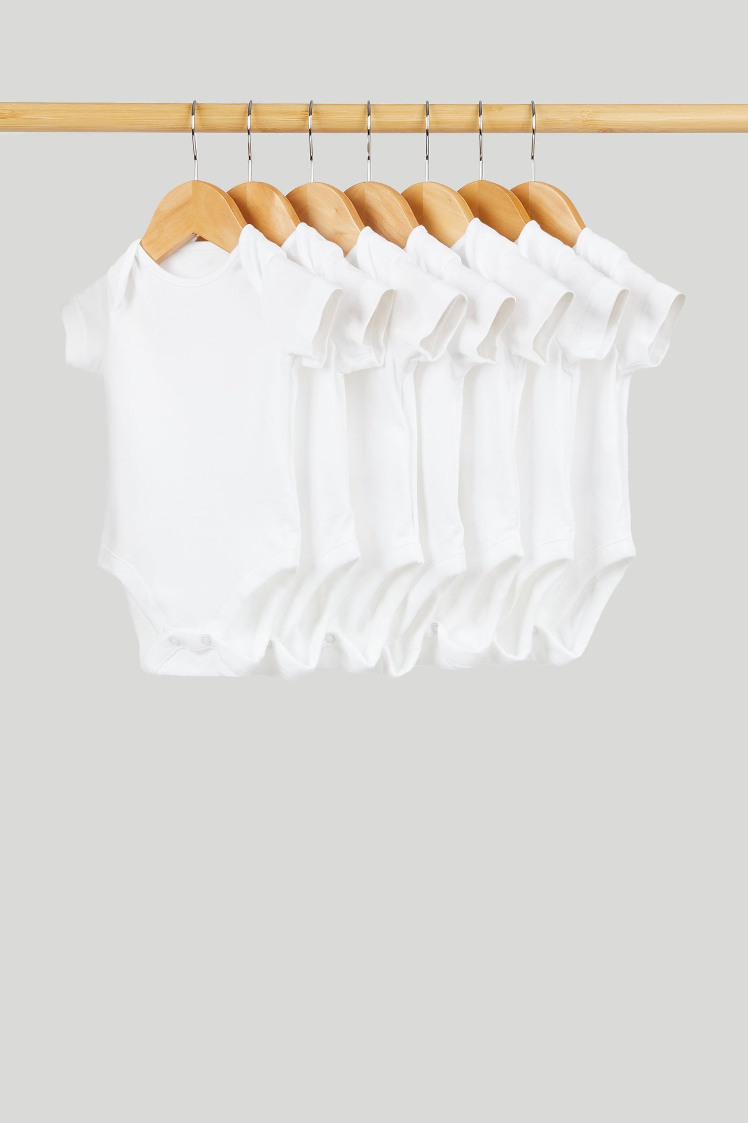 7 Pack White Short-Sleeved Bodysuits - White / Up to 1 Month