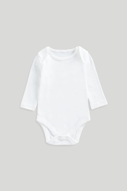 7 Pack White Long-Sleeved Bodysuits