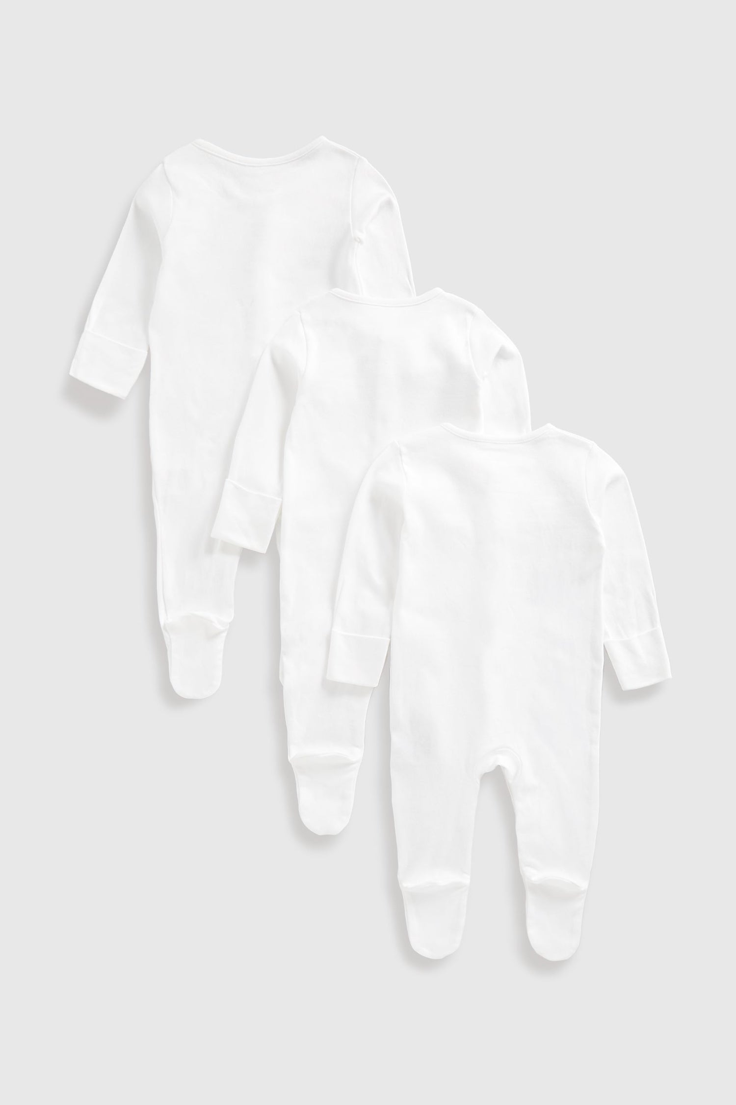 3 Pack White Sleepsuits