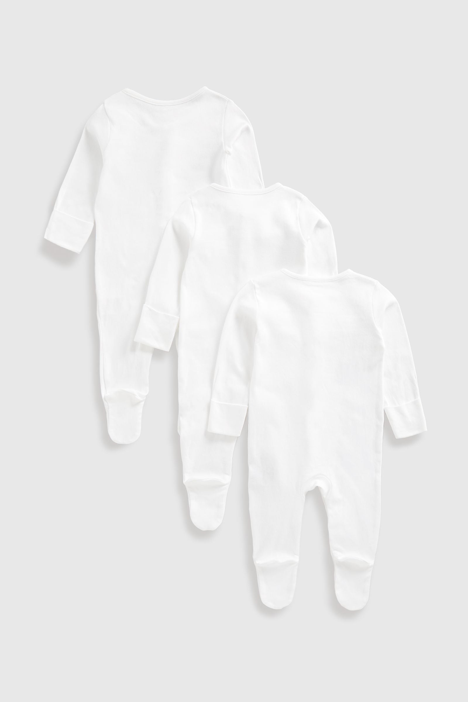 3 Pack White Sleepsuits