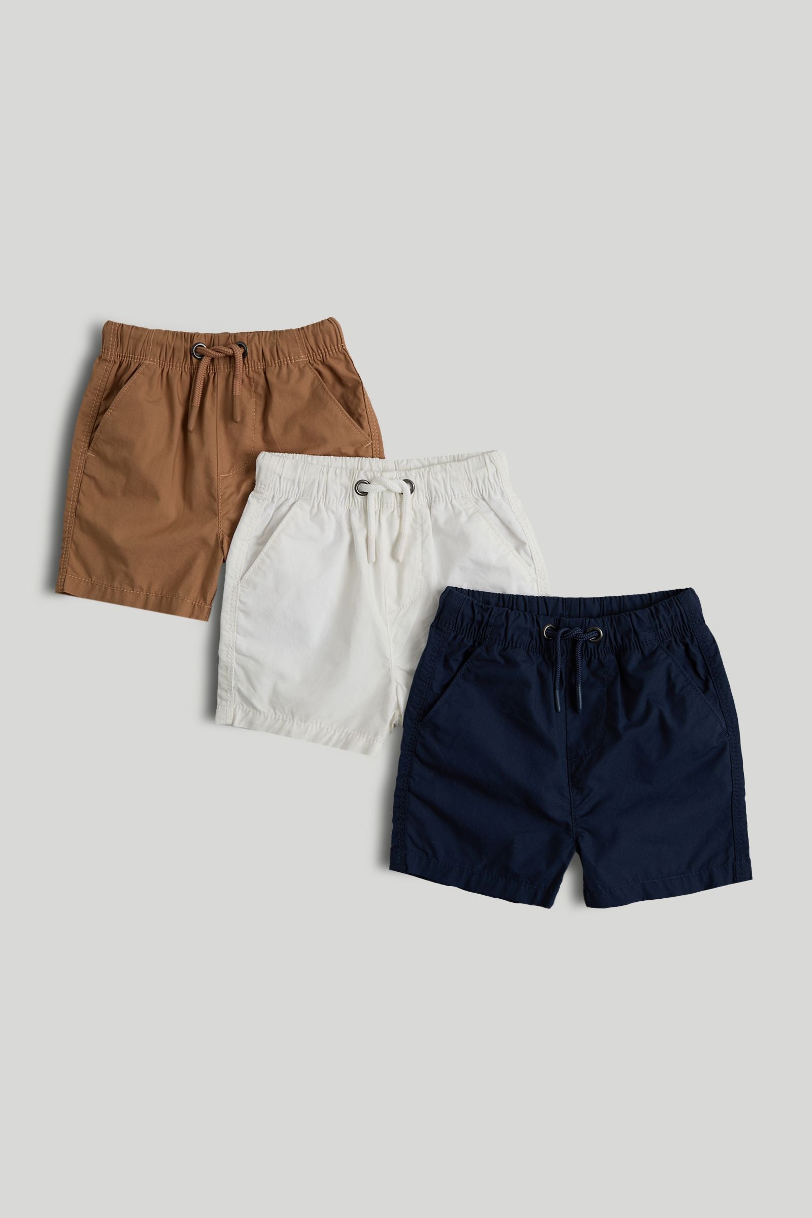 3 Pack Pull-On Shorts - Navy / 12-18 Months