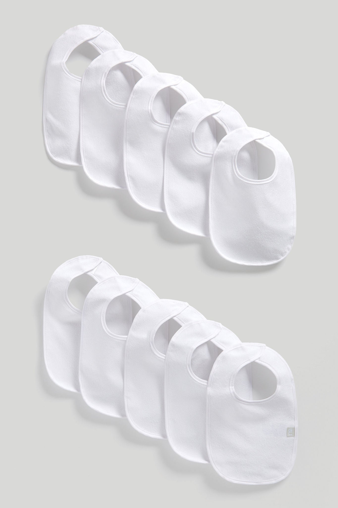 Mothercare White Newborn Terry Bibs - 10 Pack - White
