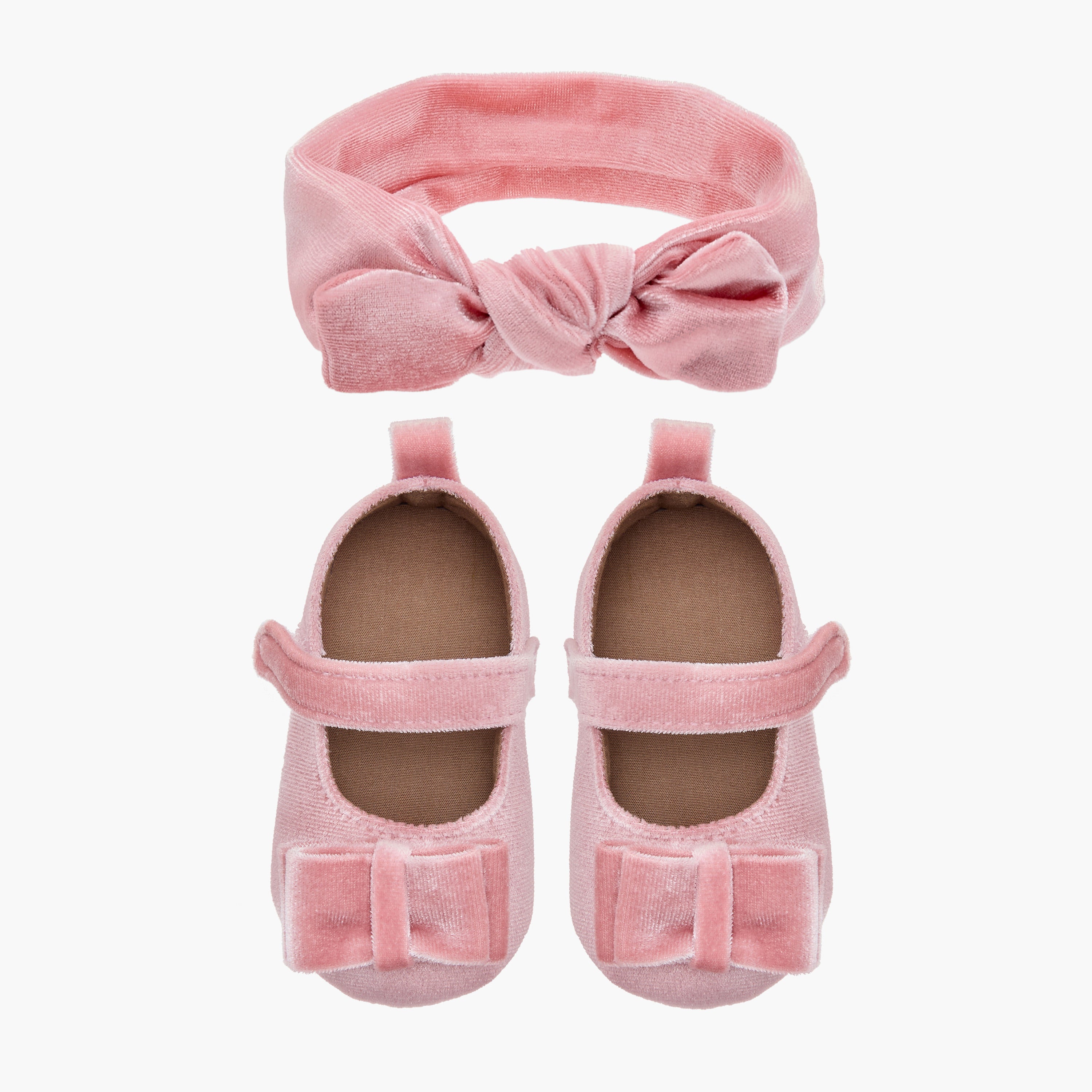 Juniors Bow Detail Booties and Headband Set - Pink / 12-18 mths