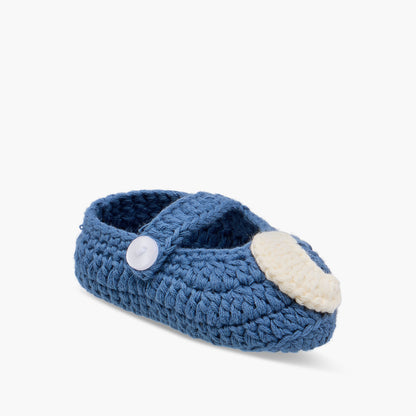 Juniors Crochet Textured Booties with Button Closure