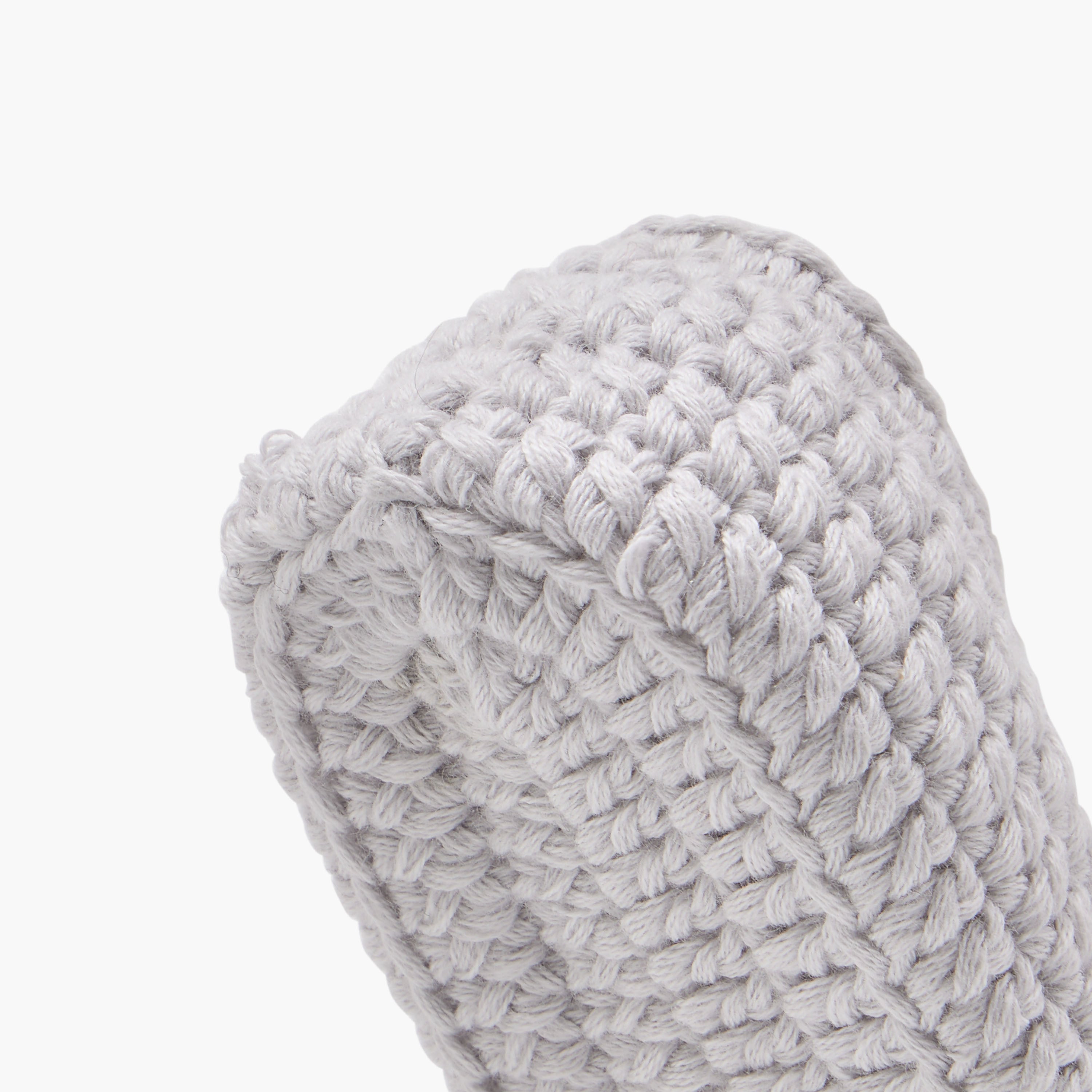 Juniors Crochet Textured Slip-On Booties with Bear Face Detail