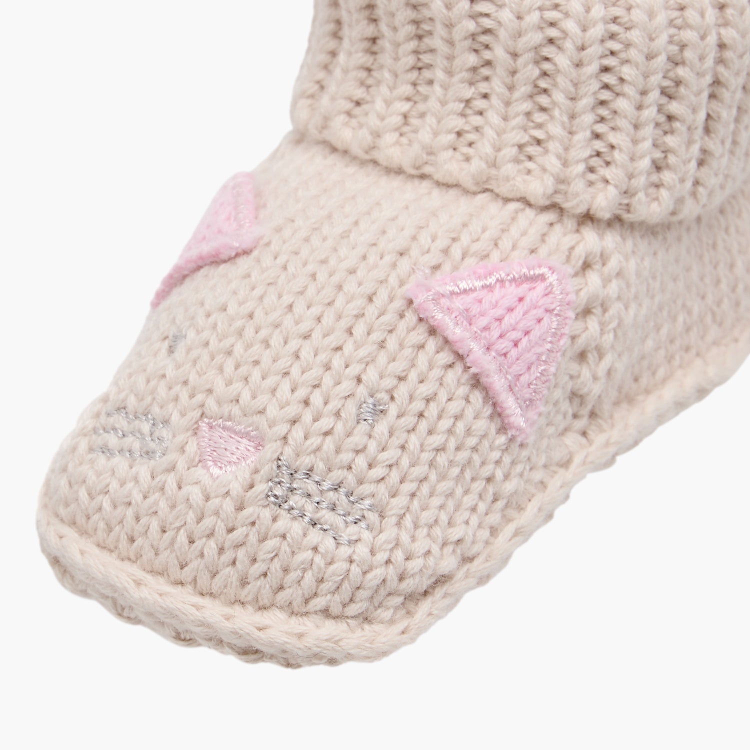 Juniors Knitted Cat Face Slip-On Booties