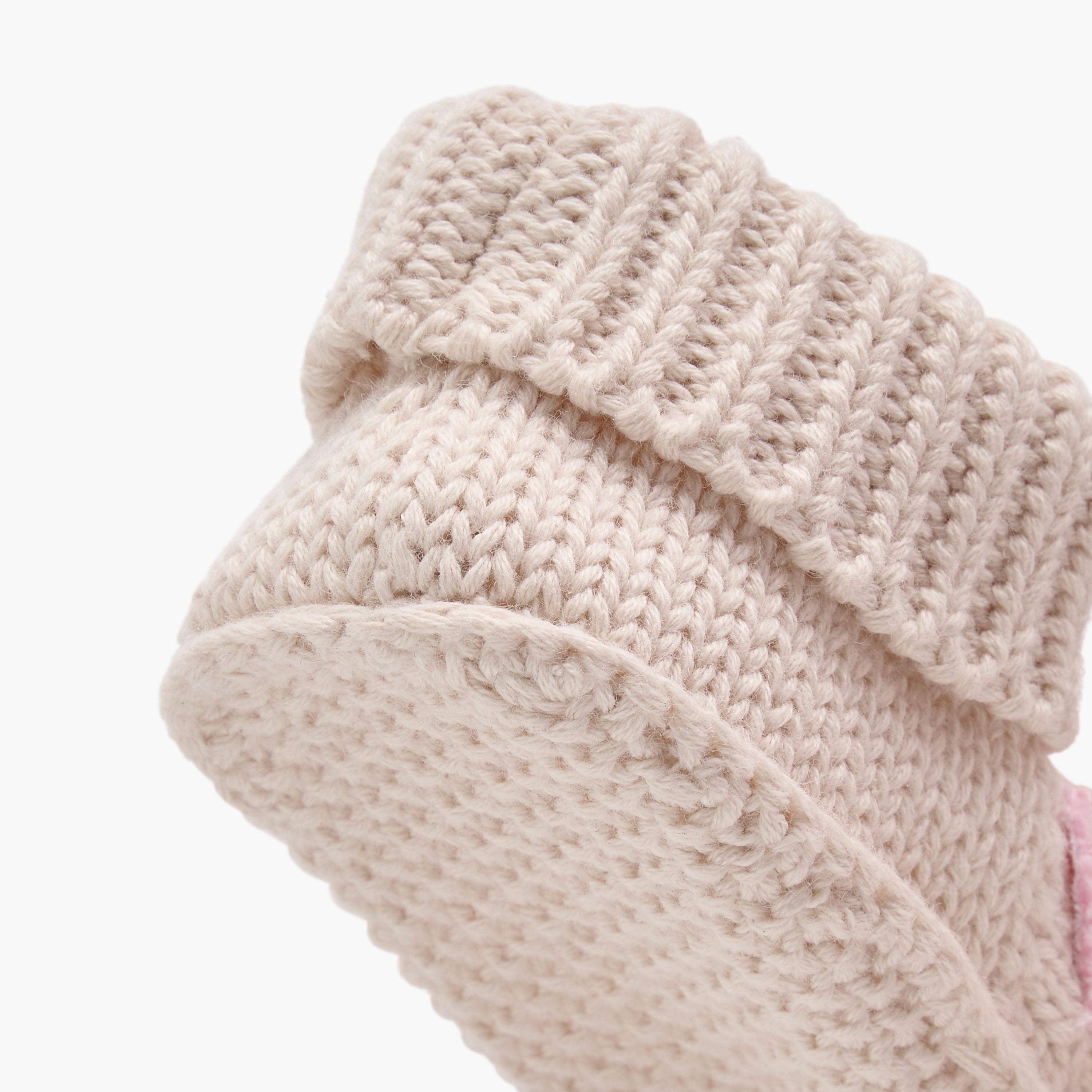 Juniors Knitted Cat Face Slip-On Booties