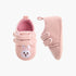Juniors Booties with Hook and Loop Closure, Bunny Embroidery - Pink / 0-6 mths