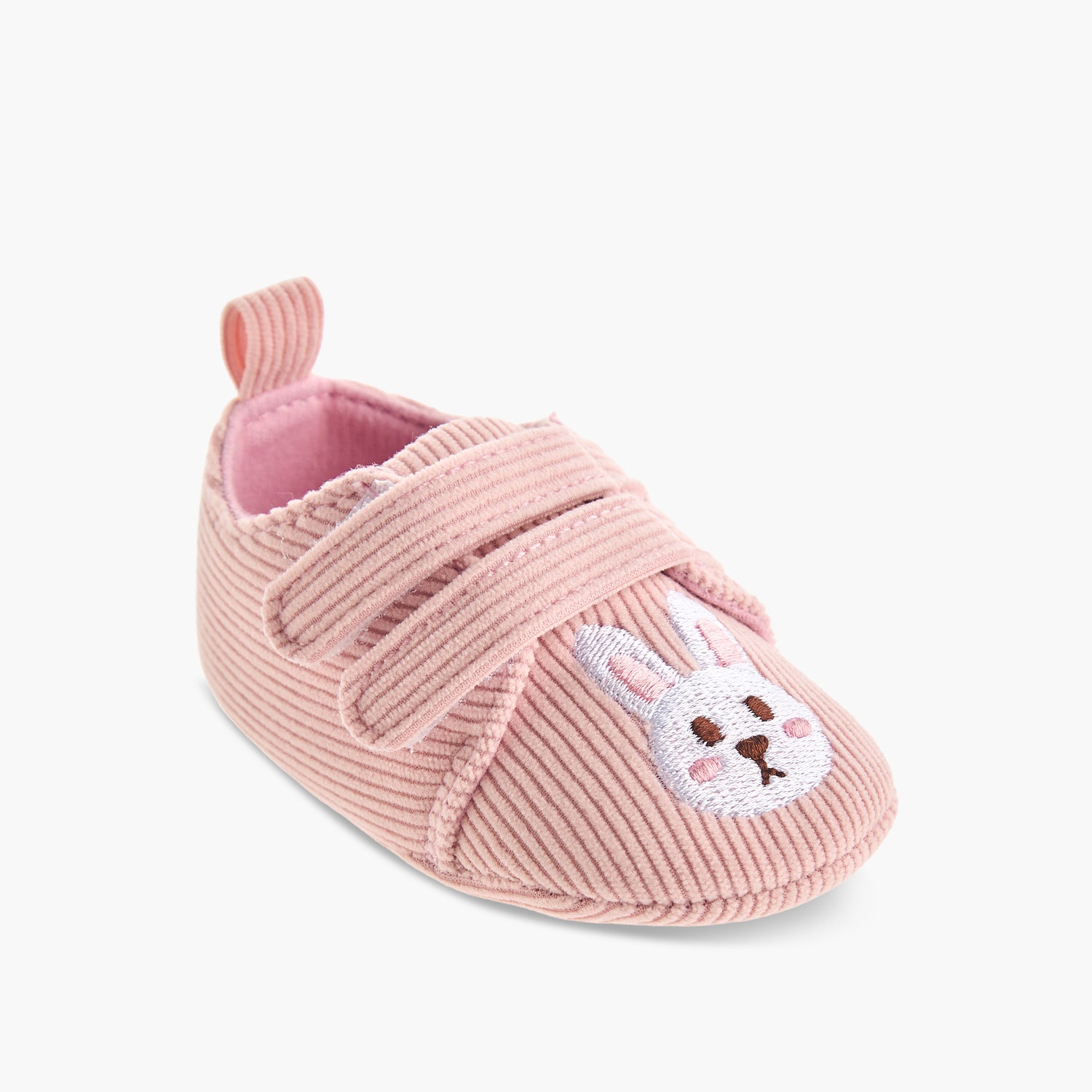 Juniors Booties with Hook and Loop Closure, Bunny Embroidery
