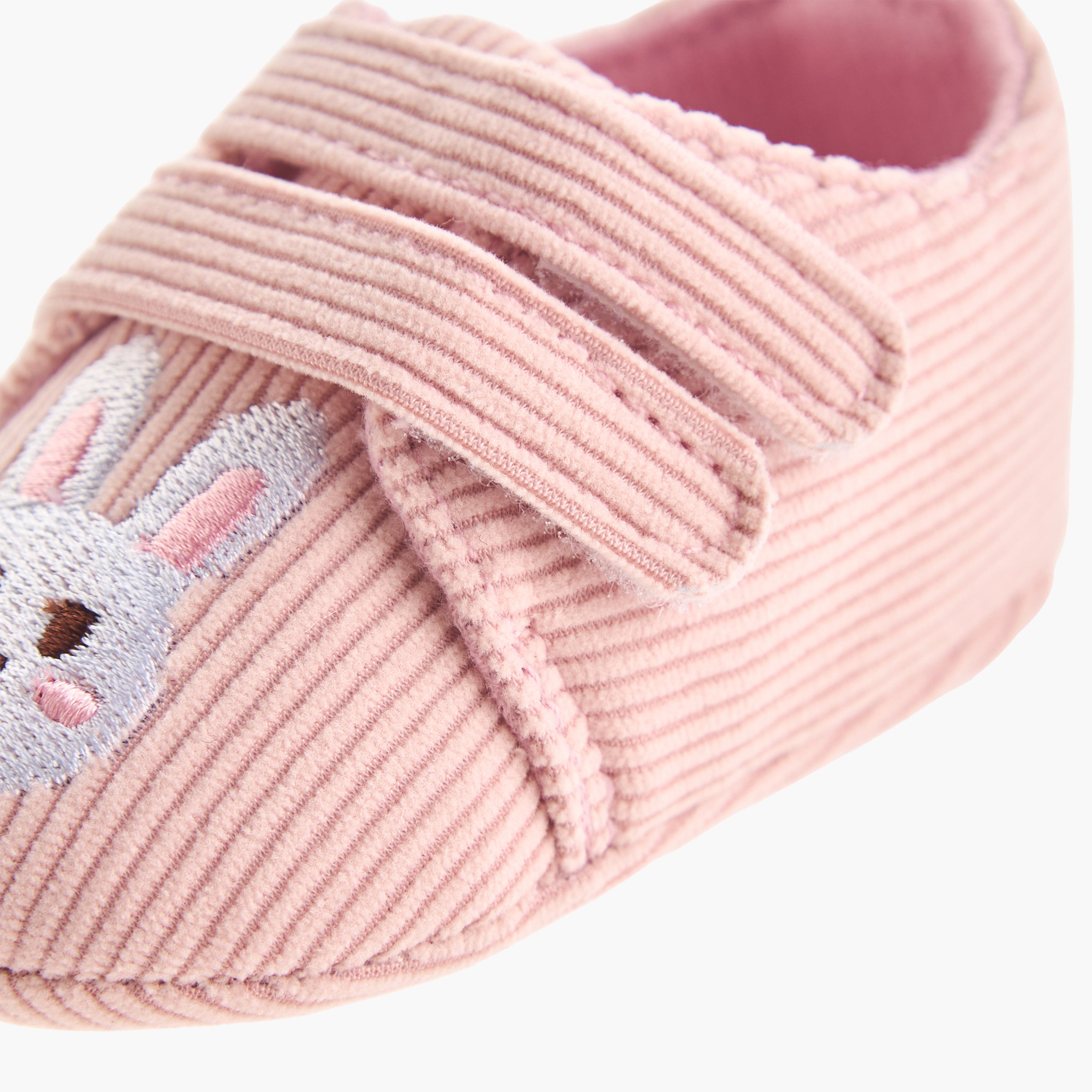 Juniors Booties with Hook and Loop Closure, Bunny Embroidery