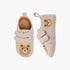 Juniors Bear Applique Corduroy Booties with Hook and Loop Closure - Beige / 0-6 mths
