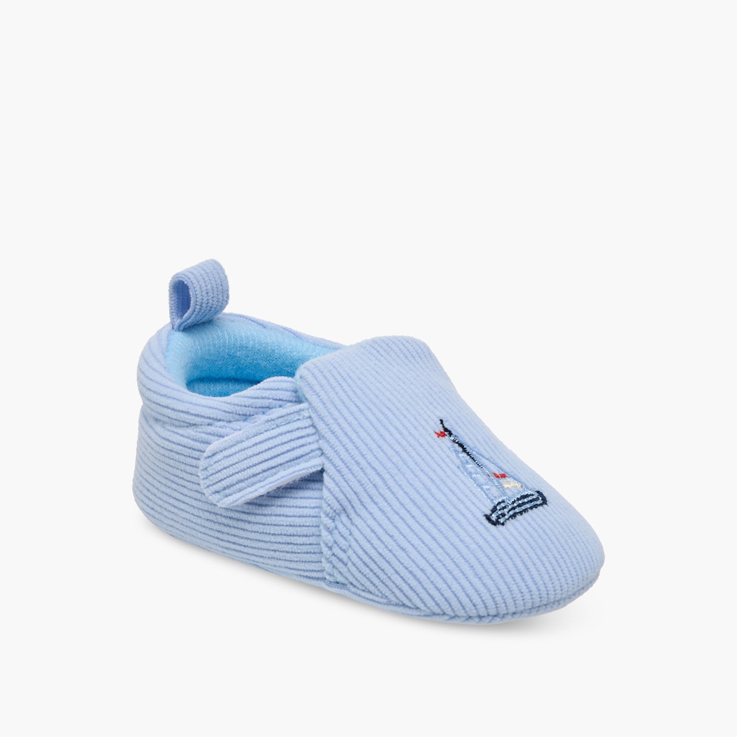 Juniors Ship Embroidered Corduroy Booties with Hook and Loop Closure
