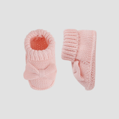 Juniors Girls Booties with Crochet and Bow Detail - Cotton