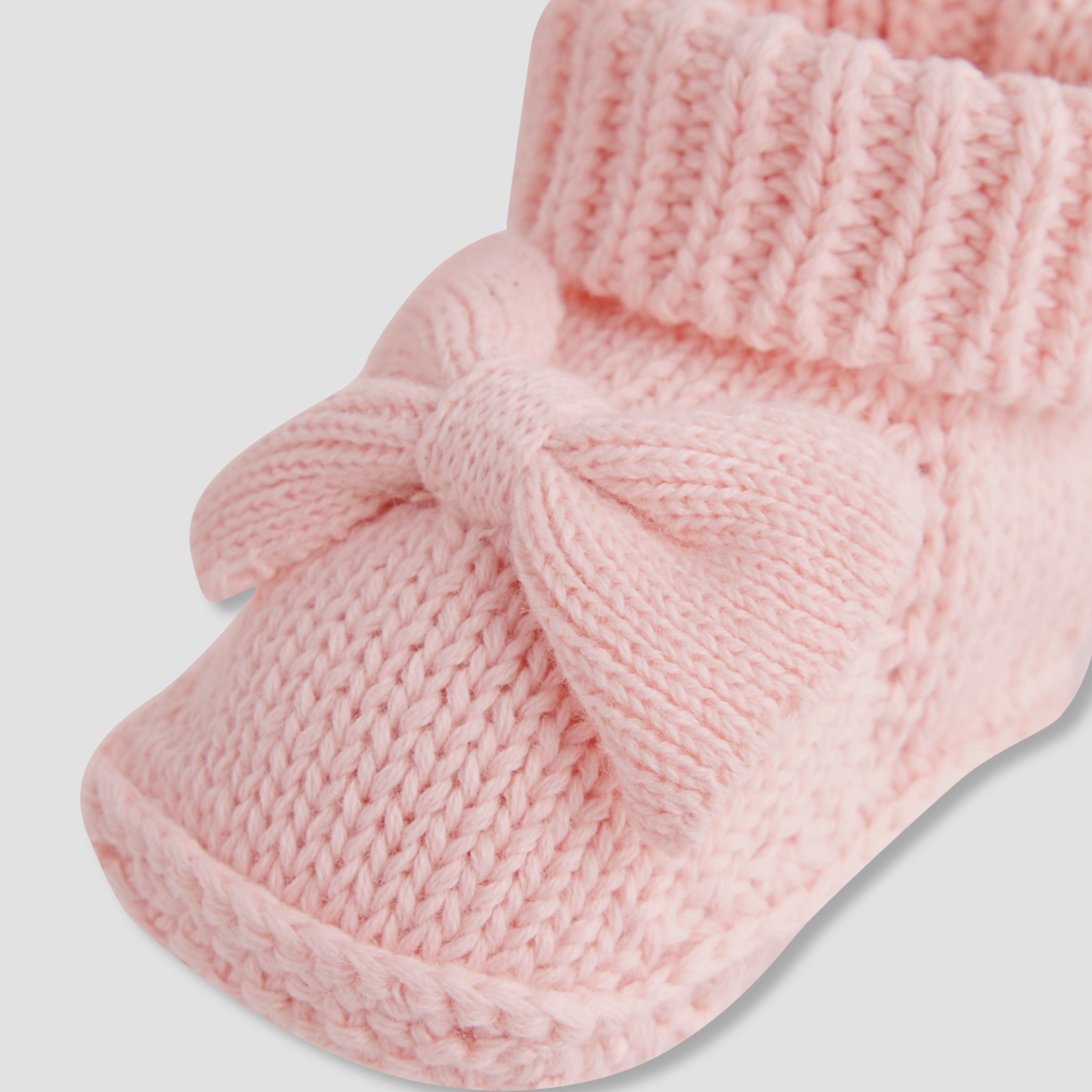 Juniors Girls Booties with Crochet and Bow Detail - Cotton