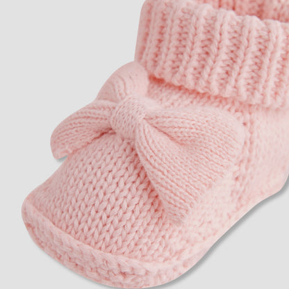 Juniors Girls Booties with Crochet and Bow Detail - Cotton