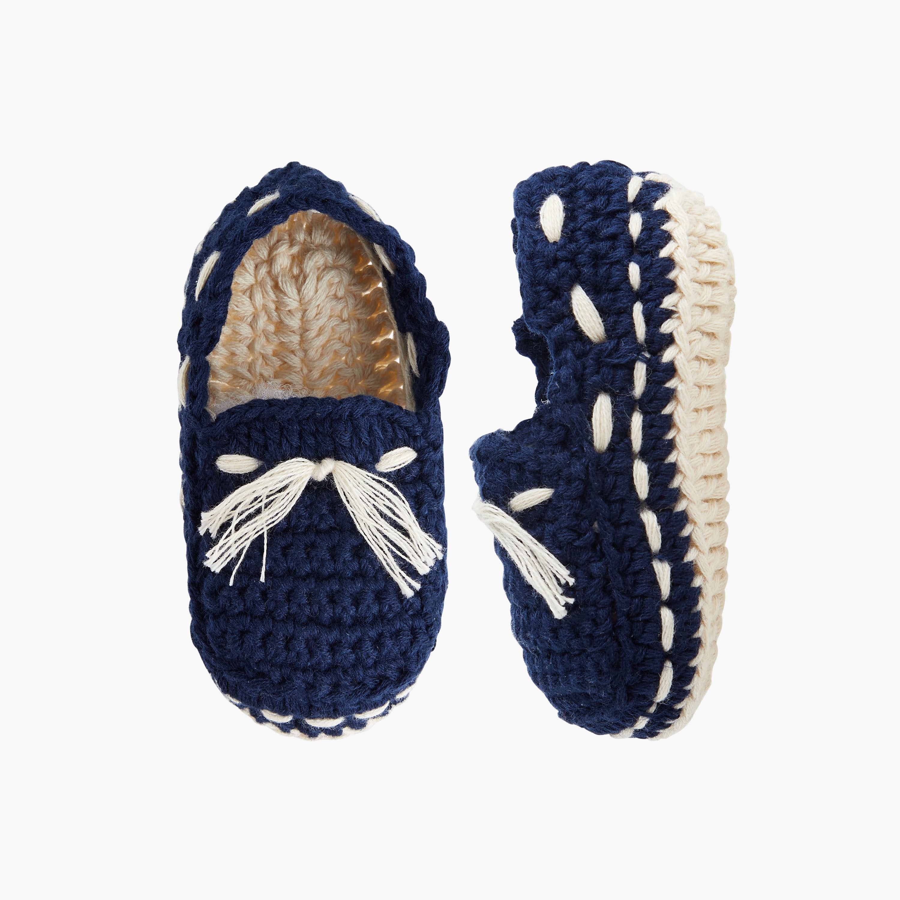Juniors Boys Booties with Crochet and Tassel Detail - Cotton