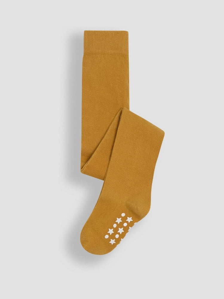 JoJo Maman Bébé Mustard Yellow Cotton Rich Plain Tights - Size Up To 6 Months (50 - 68cm)