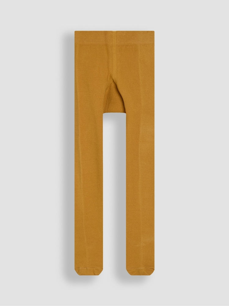 JoJo Maman Bébé Mustard Yellow Cotton Rich Plain Tights - Size Up To 6 Months (50 - 68cm)