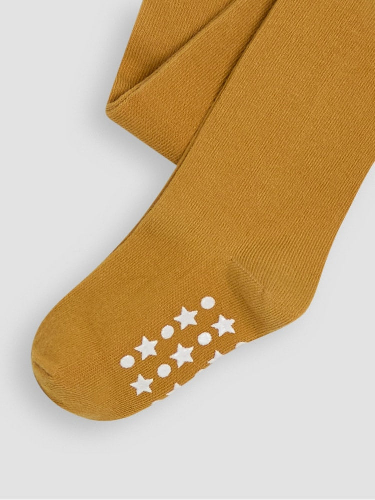 JoJo Maman Bébé Mustard Yellow Cotton Rich Plain Tights - Size Up To 6 Months (50 - 68cm)