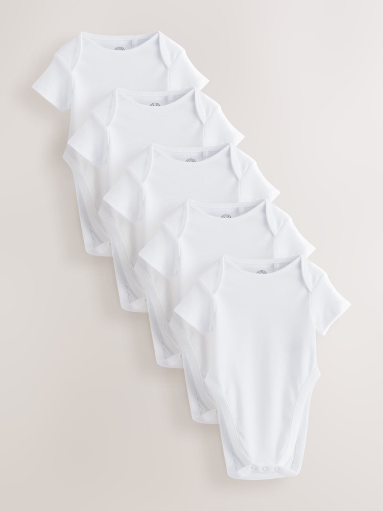White Hip Dysplasia Short Sleeve Bodysuits 5 Pack