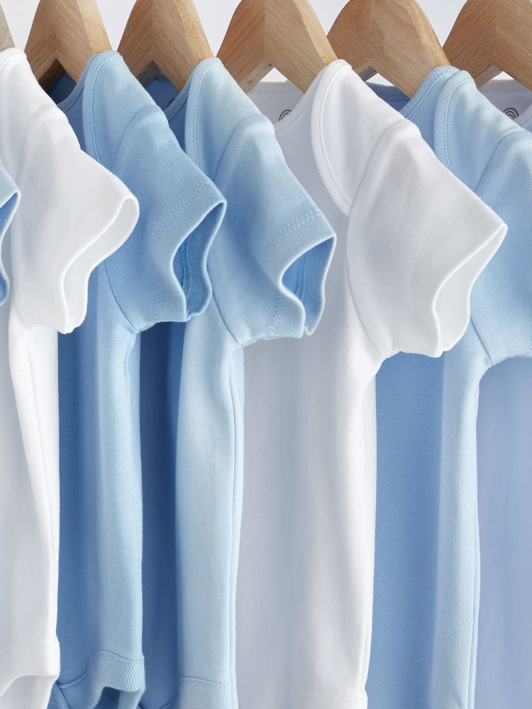 Blue 10 Pack Plain Baby Bodysuits